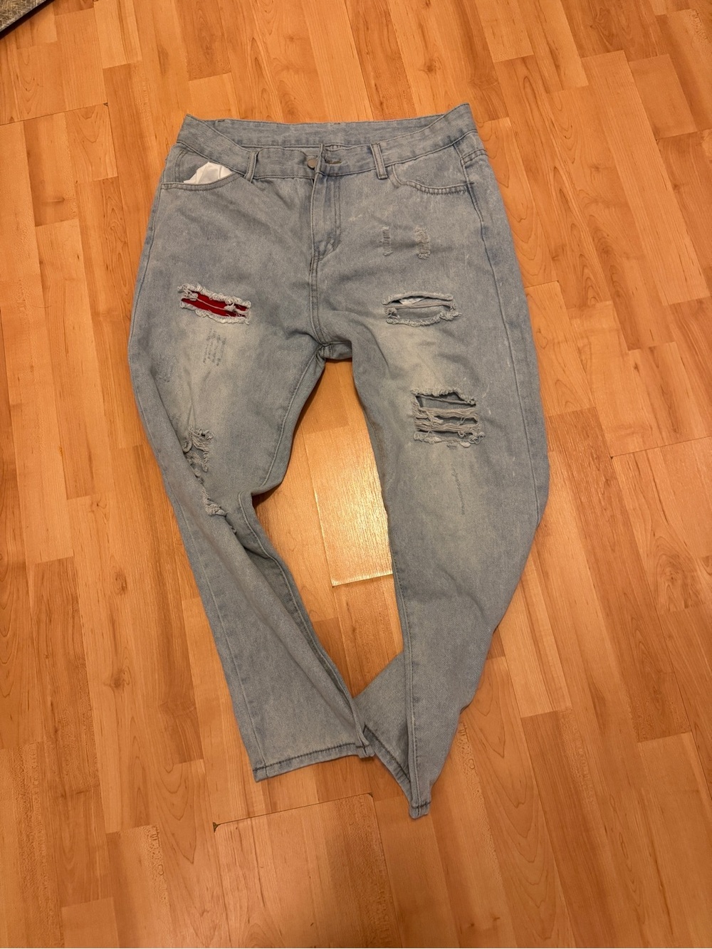 Light Blue Distressed Men’s Jeans - Casual Ripped Style